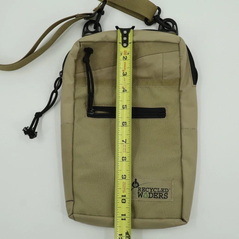 Recycled Waders‎ Crossbody Bag Tan Khaki Upcycled Utility Shoulder Pouch Mens
